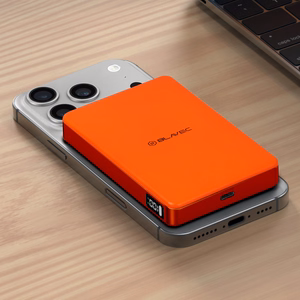 Blavec išorinė baterija 10000mAh BJ-05 Ultra Fast 16mm - Type C - Qi2.2 25W + PD 45W magnetinė indukcinė Magsafe 2 in 1 (PBBJ05-QI22MC10O) oranžinė aliuminis