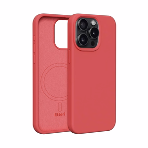 "Etteri" silikoninis magnetinis dėklas "iPhone 15 Pro Max" 6,7" avietinis