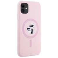 Karl Lagerfeld silikoninis Karl&Choupette Magnetinis dėklas telefonui iPhone 11 - rožinis