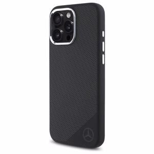 Mercedes MEHMP16L23SUGDK iPhone 16 Pro 6.3" juodas kietasis dėklas silikoninis su toniniu logotipu ir medžio raštu Magnetinis (MagSafe)