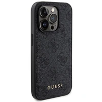Guess 4G Metal Logo dėklas telefonui rinkinys iPhone 14 Pro + 5000mAh Magnetinė išorinė baterija - juoda