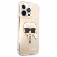 Karl Lagerfeld Glitter Karl's Head Case iPhone 13 Pro / iPhone 13 - auksinis