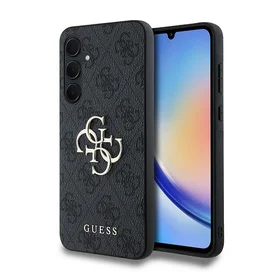 Guess 4G Big Metal Logo dėklas telefonui Samsung Galaxy A35 - juodas
