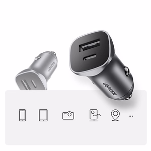 Ugreen CD130 USB-A / USB-C 30W автомобильное зарядное устройство - серое