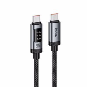 Кабель для передачи данных с цифровым дисплеем USB C to USB C Hoco PD 6A 240W 1,2 m U148 черный