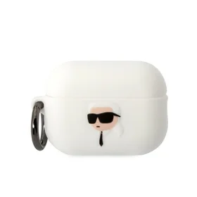 Karl Lagerfeld KLAP2RUNIKH AirPods Pro 2 dėklas baltas/baltas Silikoninis Karl Head 3D