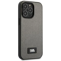 Karl Lagerfeld Saffiano plokštelės dėklas telefonui iPhone 13 Pro Max 6.7" - sidabrinis