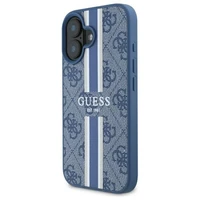 Guess 4G Spausdintos Juostos Magnetinis Dėklas telefonui iPhone 16 - mėlynas