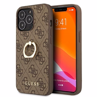 Guess GUHCP13L4GMRBR iPhone 13 Pro / 13 6.1" rudas/rudas kietas dėklas 4G su žiedo stovu