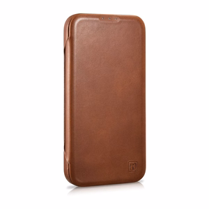 iCarer CE Oil Wax Premium odinis folio dėklas iPhone 14 Plus Magnetinis atverčiamas dėklas su MagSafe Rudas (AKI14220707-BN)