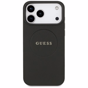 Guess Grūdėtas Žiedinis Magnetinis dėklas telefonui iPhone 17 Pro Max - juoda