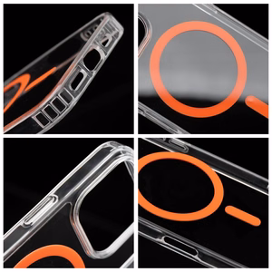 Drop Glue Colorful Ring Mag Cover dėklas, skirtas Samsung A37, suderinamas su MagSafe, oranžinis