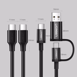 Ugreen US286 USB-C - USB-C 3A 480Mb/s laidas 3m juodas