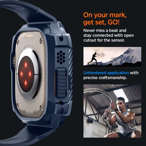 Spigen Rugged Armor Pro dėklas Apple Watch Ultra 1 / 2 (49mm) - jūrinė mėlyna