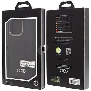 Audi sintetinės odos dėklas MagSafe iPhone 14 Pro Max - juodas