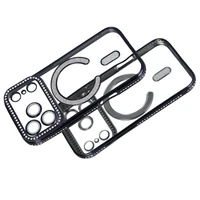 Bling Magsafe juodas dėklas telefonui iPhone 17 Pro