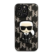 Karl Lagerfeld KLHCP13LPMNIKBK iPhone 13 Pro / 13 6.1" kietas dėklas juodas/juodas Monograma Ikonik pleistras