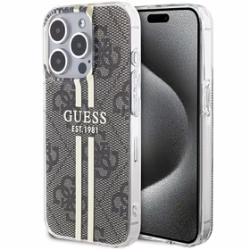 Guess IML 4G Gold Stripe dėklas iPhone 15 Pro Max - rudas