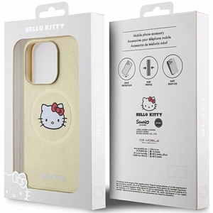 Hello Kitty odinis Kitty Head magnetinis dėklas telefonui iPhone 14 Pro - auksinis