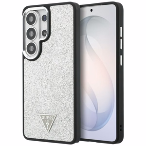 Guess dėklas Fixed Glitter Triangle MagSafe for Samsung Galaxy S26 Ultra sidabrinis