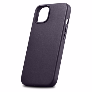 Чехол iCarer Leather из натуральной кожи для iPhone 14 Plus тёмно-фиолетовый (совместим с MagSafe)