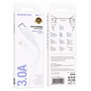 Borofone Kabel BX111 Feliz (m) - USB iki Type C - 3A 1 metras baltas