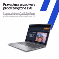 HP ZBook 8 G1i Intel Core Ultra 7 255H Mobilioji darbo stotis 35,6 cm (14") WUXGA 16 GB DDR5-SDRAM 1 TB SSD NVIDIA RTX 500 Ada Wi-Fi 7 (802.11be) Windows 11 Pro AI darbo stotis, AI kompiuteris Sidabrinė