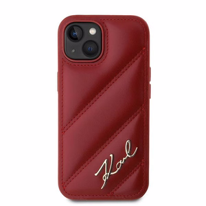Karl Lagerfeld Diagonal Quilted Script dėklas telefonui iPhone 15 / 14 / 13 - raudona