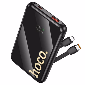 Išorinė baterija Hoco 10000 mAh QC PD 22,5W su integruotais laidais USB C + Lightning Q37 juoda