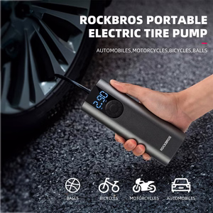 Rockbros 42720001001 elektrinė dviračio pompa su LED ekranu + USB-C - USB-A laidas - juoda