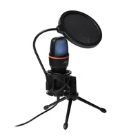 ART condenser stand microphone with mechanical filter and diaphragm with light tripod AC-02 black