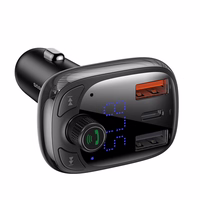 Įkroviklis automobilinis + FM transmiteris BASEUS (S-13) (2xUSB;1xUSB-C) juodas