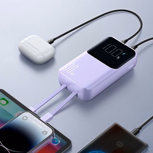 Išorinė baterija Joyroom JR-PBC07 violetinė 20000mAh 30W (PD / QC3.0) + integruoti Type-C / Lightning laidai