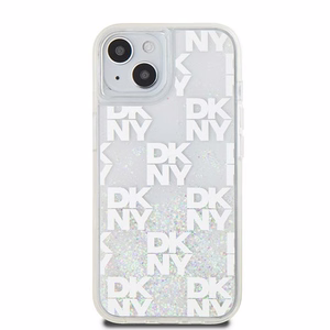 DKNY skystojo blizgučio daugiologo dėklas telefonui iPhone 15 / 14 / 13 - baltas