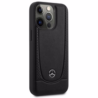Mercedes MEHCP15XARMBK iPhone 15 Pro Max 6.7" juodas kietas odinis dėklas telefonui Urban