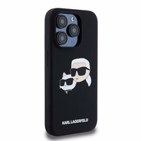 Karl Lagerfeld Silikoninis Karl&Choupette Ring MagSafe dėklas iPhone 15 Pro Max - juodas