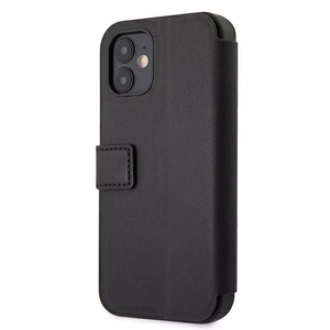 US Polo USFLBKP12SPUGFLBK iPhone 12 mini 5,4" juodas knygos tipo dėklas Polo Embroidery Collection