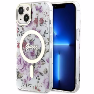 Guess GUHMP14MHCFWST iPhone 14 Plus 6.7" transparent hardcase Flower MagSafe