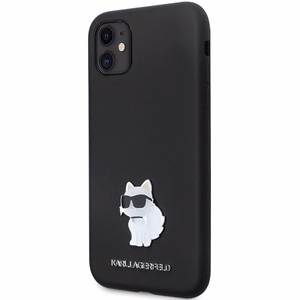 Karl Lagerfeld KLHCN61SMHCNPK dėklas telefonui iPhone 11 / Xr - juodas silikoninis C metalinis kaištis