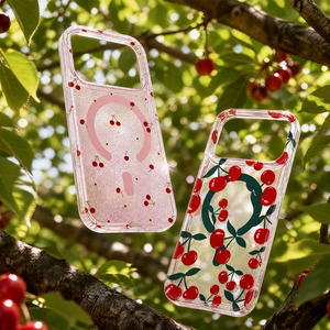 Cherry Mag dėklas skirtas iPhone 17 6,3'' su blizgučiais