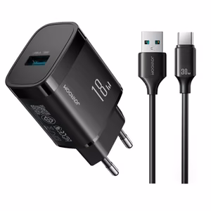 Joyroom JR-TF4 18W sieninis įkroviklis su 3A USB-A - USB-C 1m laidu juodas