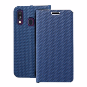 Dėklas telefonui LUNA Book Carbon SAMSUNG A40 mėlynas