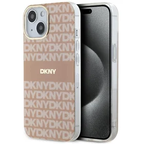 DKNY IML mono ir juostų magnetinis dėklas telefonui iPhone 15 / 14 / 13 - rožinis