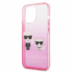 Karl Lagerfeld Gradient Ikonik Karl&Choupette dėklas iPhone 13 Pro / iPhone 13 – rožinis