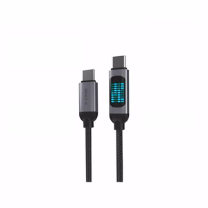 X-ONE FlowLink duomenų laidas su bėgančiu LED apšvietimu – C–C tipo – 5A, iki 100W, 1,2m, juodas