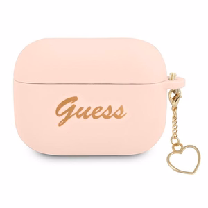 Guess GUAPLSCHSP AirPods Pro dėklas rožinis silikoninis Charm Heart kolekcija