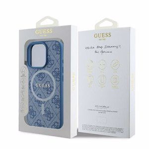 Guess 4G žiedo klasikinio logotipo magnetinis dėklas telefonui iPhone 16 Pro - mėlynas
