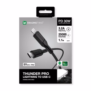 Amazing Thing kabelis Tough Pro CLC120MTOBK - Type C į Lightning - PD 30W 3,2A 1,2 metro juodas