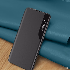 Dėklas telefonui Samsung Galaxy A24 4G iš eko odos su stovu juodas