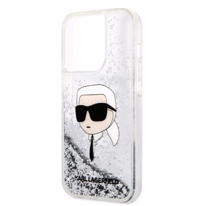 Karl Lagerfeld KLHCP14LLNKHCH iPhone 14 Pro 6.1" kietasis dėklas sidabrinis/sidabrinis Blizgus Karl Head